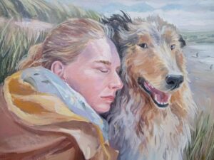 Example of portrait with a pat, in oil painting technique.