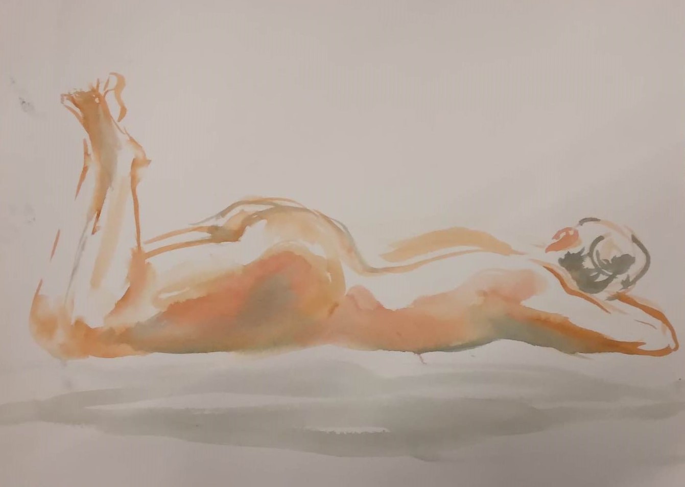 Aquarell of lying woman