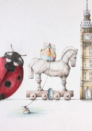 postcard Troja horse