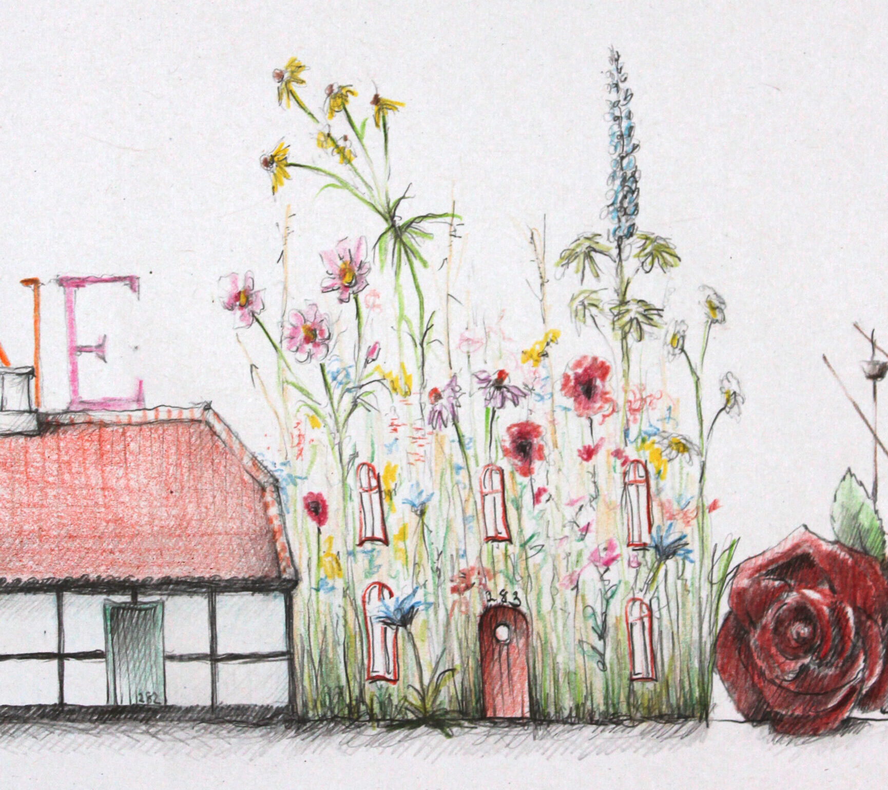 Postcard- flower house